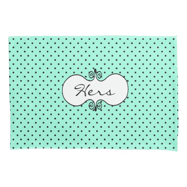 Minze Green und Black Polka Dot Pillow Case Kissenbezug (Vorderseite)