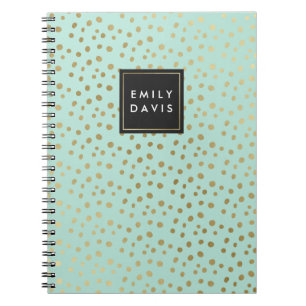 Minze Green und Gold Spots   Notizbuch Notizblock