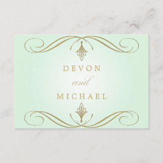 Minze Green und Gold Swirl Wedding Response Cards RSVP Karte