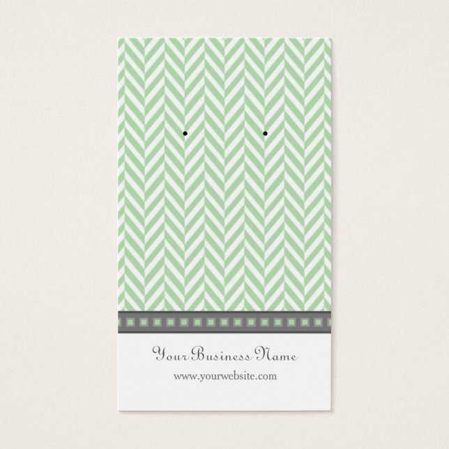 Minze Green und Grau Herringbone Earring Cards (Vorderseite)