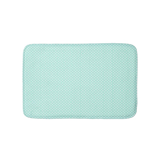 Minze Green und White Polka Dot Bath Mat Badematte (Vorderseite)