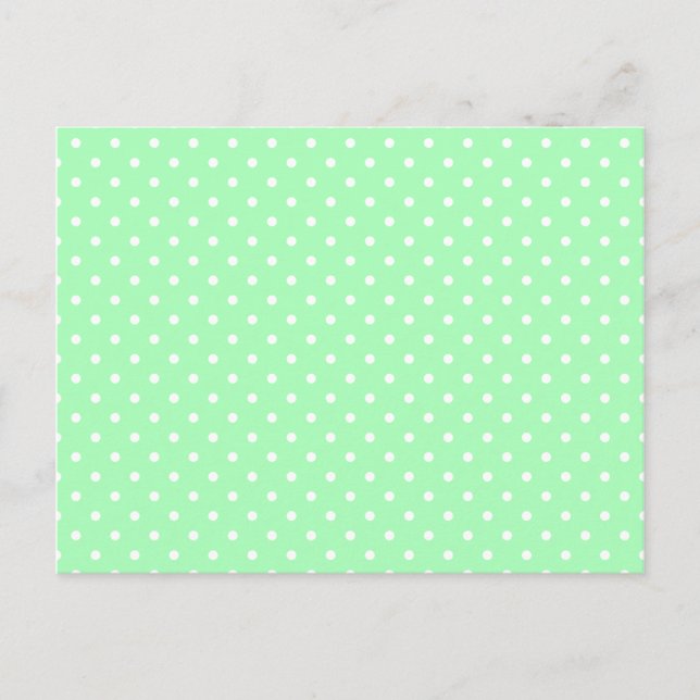 Minze Green und White Polka Dot Postkarte (Vorderseite)