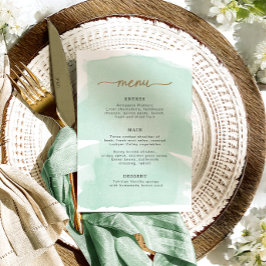 Minze Green Watercolor Gold Menü Menükarte