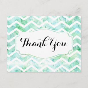 Minze Green Watercolor Zickzack Danke Postcard Postkarte