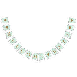 Minze Green Welcome Baby Bunting Flags Wimpelkette