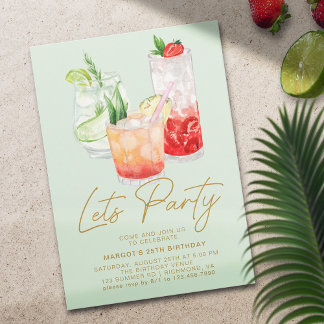 Minze grün + Gold | Summer Cocktail Party Geburtst Einladung