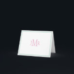Minze grün & rosa Monogramm gefaltet Danke Karte<br><div class="desc">Niedliche rosa mit Monogramm Initialen mit Minze grün Rand gefaltet danke Karte (weiß innen leer) Perfect for baby Girl Dankeschön Karte.</div>