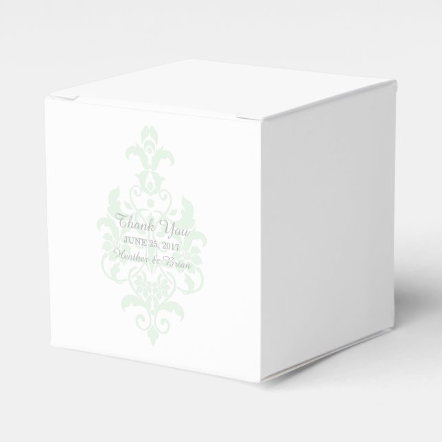 Minze Grün subtile Damask Gefälligkeitsboxen Geschenkschachtel (Vorderseite)