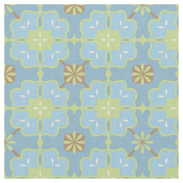 Minze Grün und Blau | Hübsches Blumenmuster Stoff (Nahaufnahme)