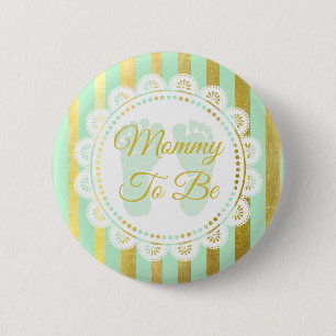 Minze grün und Gold gestreift Mommy zum Button