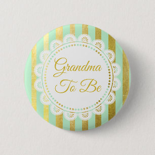 Minze grün und Gold gestreift Oma zum Knopf Button