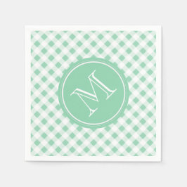 Minze Grün und Weiß Gingham, Ihre Monogramm Serviette