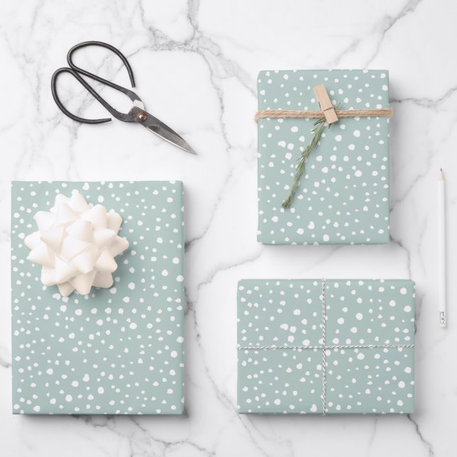 Minze, grüne Dalmatiner, Dalmatiner Punkte, gepunk Geschenkpapier Set (Vorderseite)