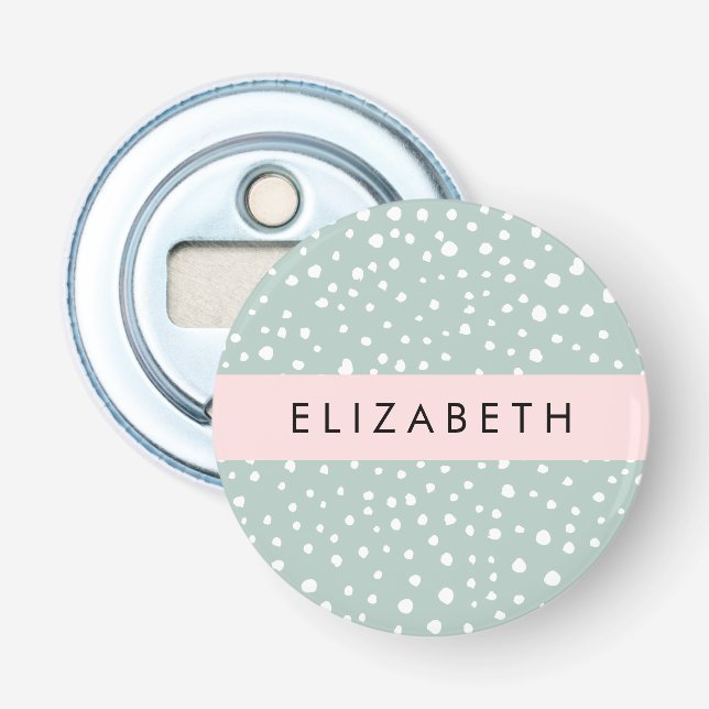 Minze grüne Dalmatiner Punkte, Punkte, Ihr Name Flaschenöffner (Vorderseite)