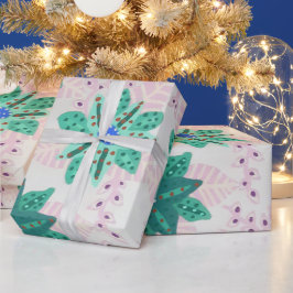 Minze grüne Feiertage Blumendruck Geschenkpapier