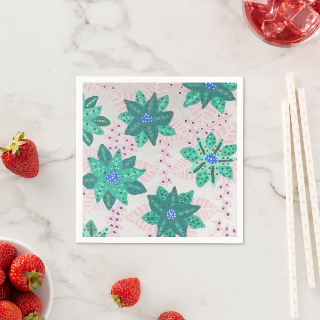 Minze grüne Feiertage Blumendruck Serviette (Beispiel)