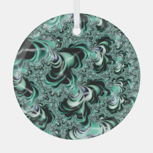 Minze Grüne Fraktal Waldlandschaft Abstrakt Ornament Aus Glas