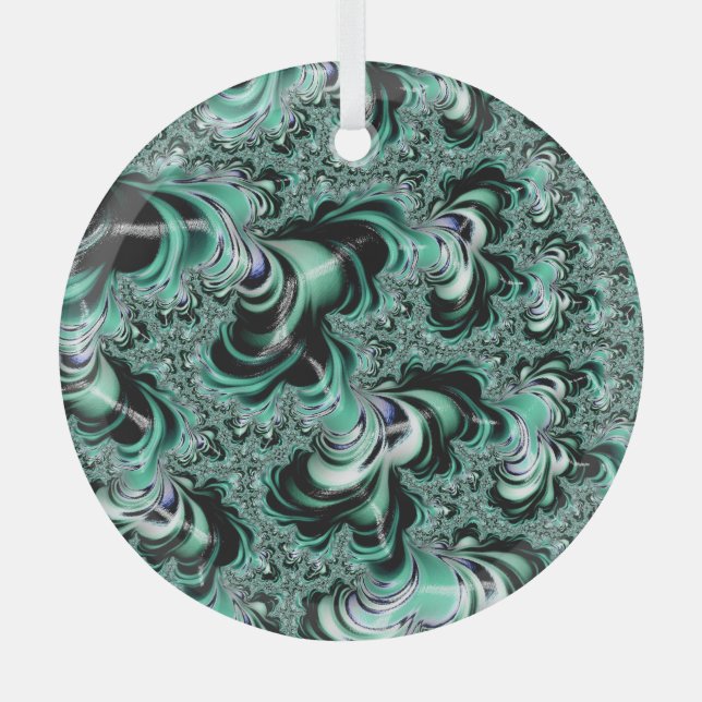 Minze Grüne Fraktal Waldlandschaft Abstrakt Ornament Aus Glas (Vorderseite)