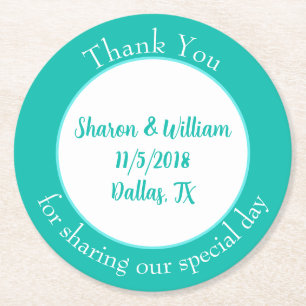 Minze Grüne Gastgeschenk Hochzeit Runder Pappuntersetzer