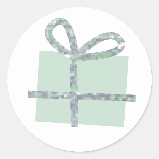 Minze grüne Geschenkboxen mit Imitaten Silver Ribb Runder Aufkleber (Vorderseite)