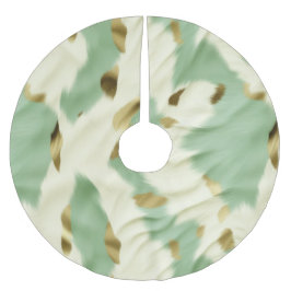 Minze grüne goldene Weiße Kuhide Polyester Weihnachtsbaumdecke