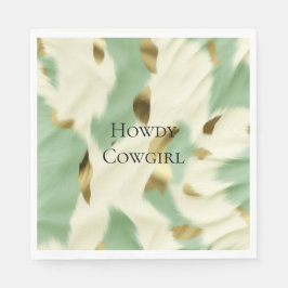 Minze grüne goldene Weiße Kuhide Serviette