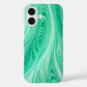 Minze grüne Marmorflüsse - Abstraktes Fließmuster iPhone 16 Hülle
