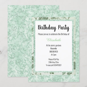 Minze Grüne Marmormor Glitzer Geburtstag Einladung