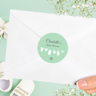 Minze grüne Minimalistisch Gender Neutral Baby Dus Runder Aufkleber