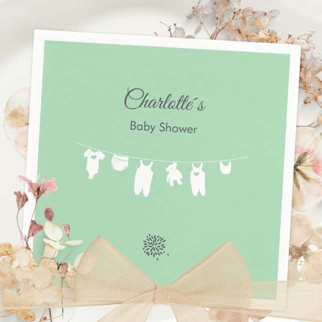 Minze grüne Minimalistisch Gender Neutral Baby Dus Serviette (Mint Green Minimalist Gender Neutral Baby Shower Napkins ©Susanne Sachers - Sunny Mind Design 🌞)