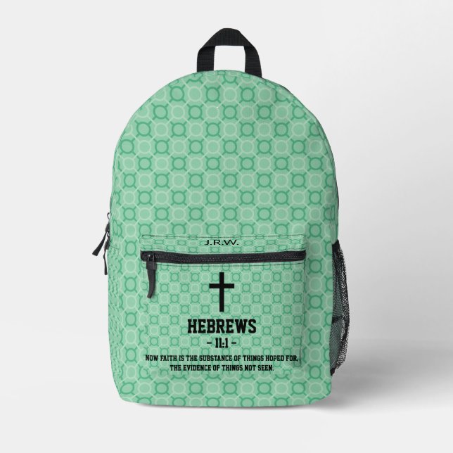 Minze Grüne Muster Bibel Kapitel Verse Christlich Bedruckter Rucksack (Vorderseite)