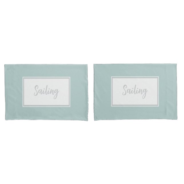 Minze grüne Pillowcases mit Text 'Sailing' Kissenbezug (Vorderseite-Set)