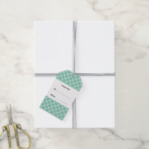 Minze grüne Quatrefolienmuster, Ihr Monogramm Geschenkanhänger
