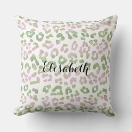 Minze grüne Rosa Aquarellfarbe Leopard Printwerbun Kissen
