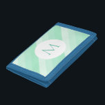 Minze grüne Streifen Mit Monogramm Vorlage Moderne Trifold Geldbörse<br><div class="desc">Mint grüngestripptes Mit Monogramm Template Moderne trendige Damen Geldbörse.</div>