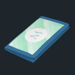 Minze grüne Streifen Mit Monogramm Vorlage Moderne Trifold Geldbörse<br><div class="desc">Mint grüngestripptes Mit Monogramm Template Moderne trendige Damen Geldbörse.</div>