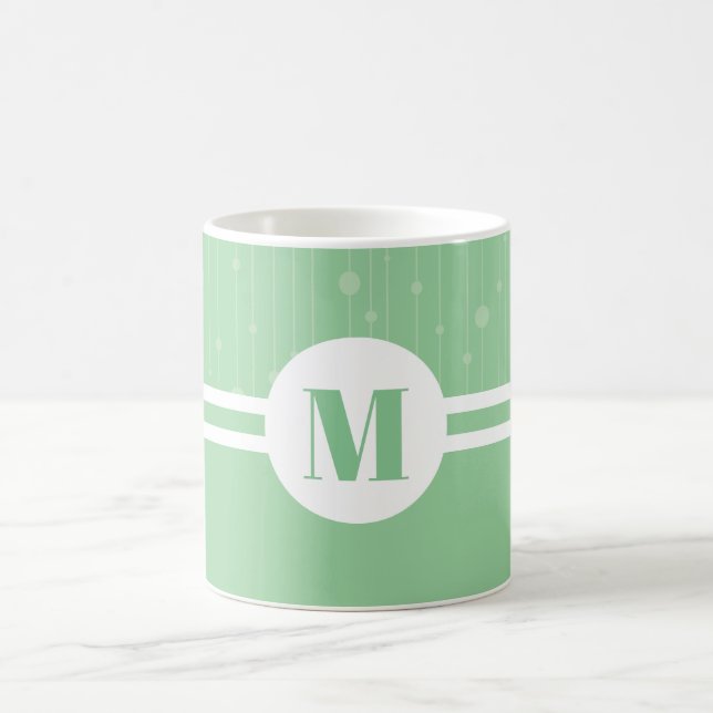 Minze grüne Streifen Monogramm Buchstaben Pastellf Kaffeetasse (Mittel)