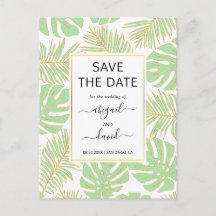 Minze grüne tropische Blätter Hochzeit Save the Da