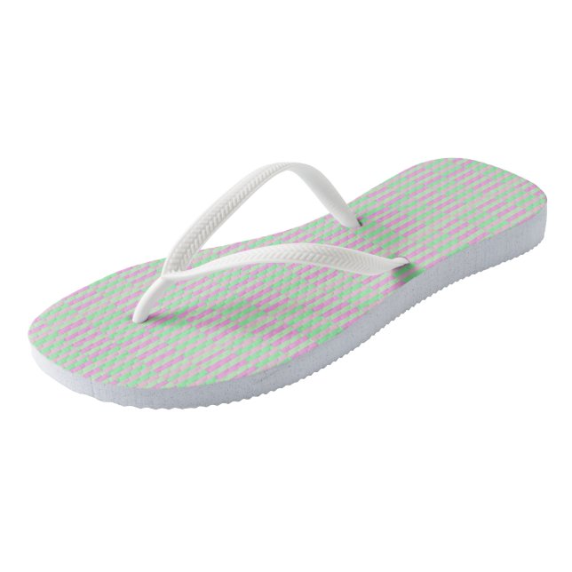 Minze, grüne und rosa Streifen Flip Flops (Schrägansicht)