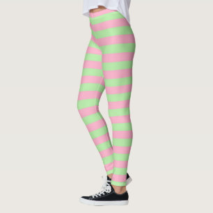 Minze, grüne und rosa Streifen Leggings