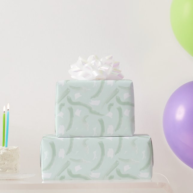 Minze grüne Wasserfarbe Pinselstriche Gift Geschenkpapier (Partygeschenke)