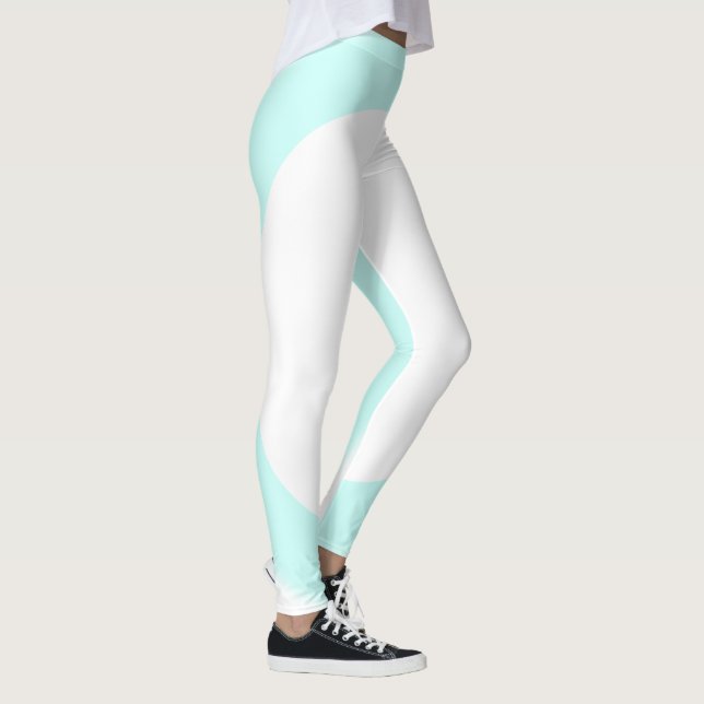 Minze grüne weiße Farben Moderne elegante Vorlage Leggings (Rechts)