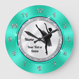 Minze grüne, weiße Personalisierte Ballerina-Uhr Große Wanduhr