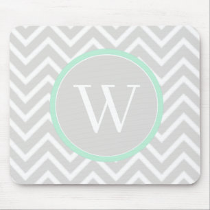 Minze grüne Zickzack Monogramm-Maus-Pad Mousepad