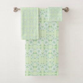 Minze grünes Blumenhandtuch Set