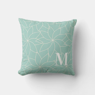Minze grünes Pinwheel Monogram Kissen Kissen