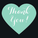 Minze Herzform Gastgeschenk Hochzeit danke Ihnen A Herz-Aufkleber<br><div class="desc">Minze Herzform Gastgeschenk Hochzeit danke Ihnen Aufkleber. Minze grüne und weiße oder benutzerdefinierte Hintergrundfarbe. Elegante Skripttypografie. Verwenden Sie als romantische Umschlag Aufkleber / Dichtungen oder als Gastgeschenk Hochzeit-Label für Dankeschön. Niedliche Liebe mit stylischem Text. Auch für andere Anlässe,  wie z.B. Babydusche,  Verlobungsfeier,  Jubiläum etc.,  praktisch.</div>