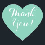 Minze Herzform Gastgeschenk Hochzeit danke Ihnen A Herz-Aufkleber<br><div class="desc">Minze Herzform Gastgeschenk Hochzeit danke Ihnen Aufkleber. Minze grüne und weiße oder benutzerdefinierte Hintergrundfarbe. Elegante Skripttypografie. Verwenden Sie als romantische Umschlag Aufkleber / Dichtungen oder als Gastgeschenk Hochzeit-Label für Dankeschön. Niedliche Liebe mit stylischem Text. Auch für andere Anlässe,  wie z.B. Babydusche,  Verlobungsfeier,  Jubiläum etc.,  praktisch.</div>