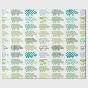 Minze Hippo Matte Wrapping Paper Geschenkpapier