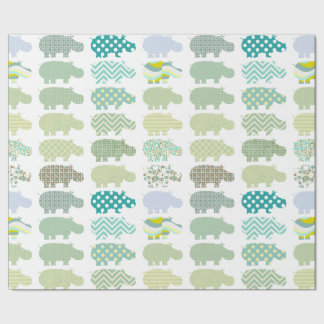 Minze Hippo Matte Wrapping Paper Geschenkpapier